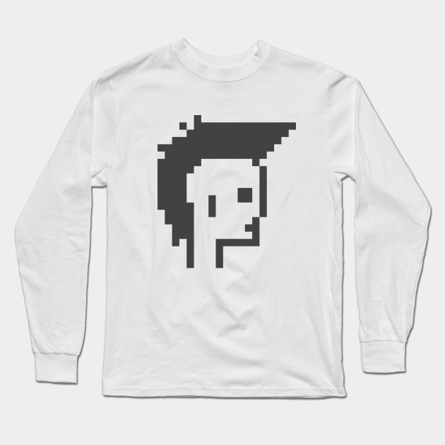 Punk Mohawk, Black and White  / ToolCrypto / Pixel Art Long Sleeve T-Shirt by Magicform